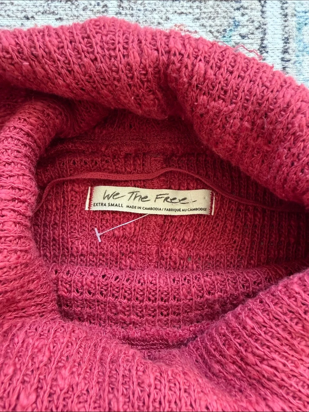 FREE PEOPLE Rib Knit Cowl Turtleneck long Sleeve Oversized Pullover Sweater xs